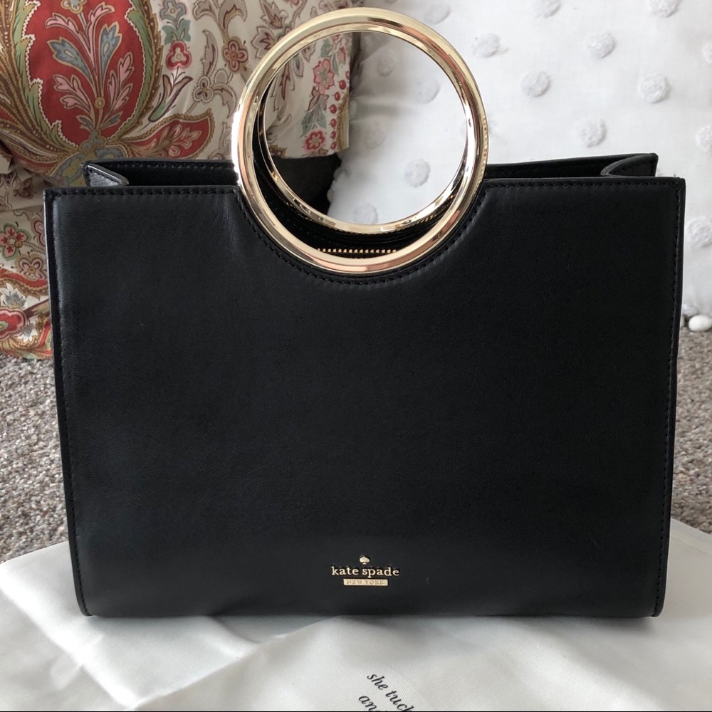 Kate Spade Black Leather White Rock Road Satchel